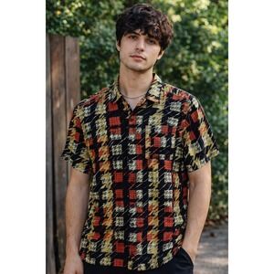 Super Massive Shirt Mens Large Abstract Geometric Button Up Rayon